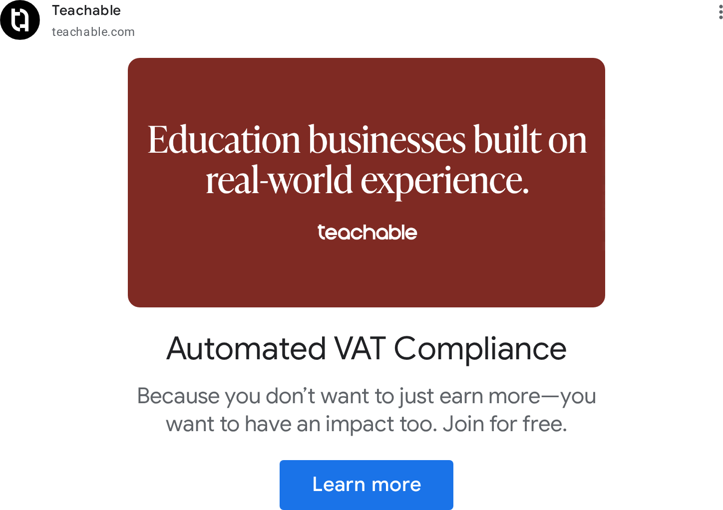 Teachable serif editorial brand card