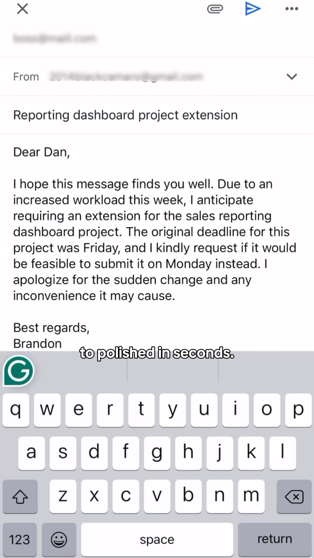Grammarly email compose ad