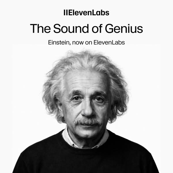 ElevenLabs Einstein portrait ad